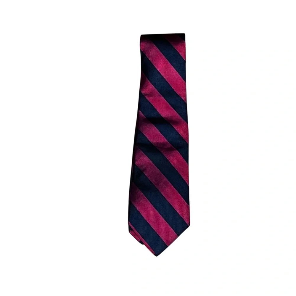 VINTAGE RALEIGHS 100% Silk Repp Striped Maroon/Blue Made in USA 56.5x 3”